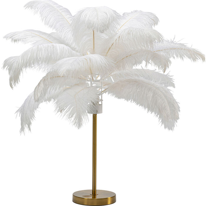 Tischleuchte gold - 60 cm - KARE Feather Palm Weiß