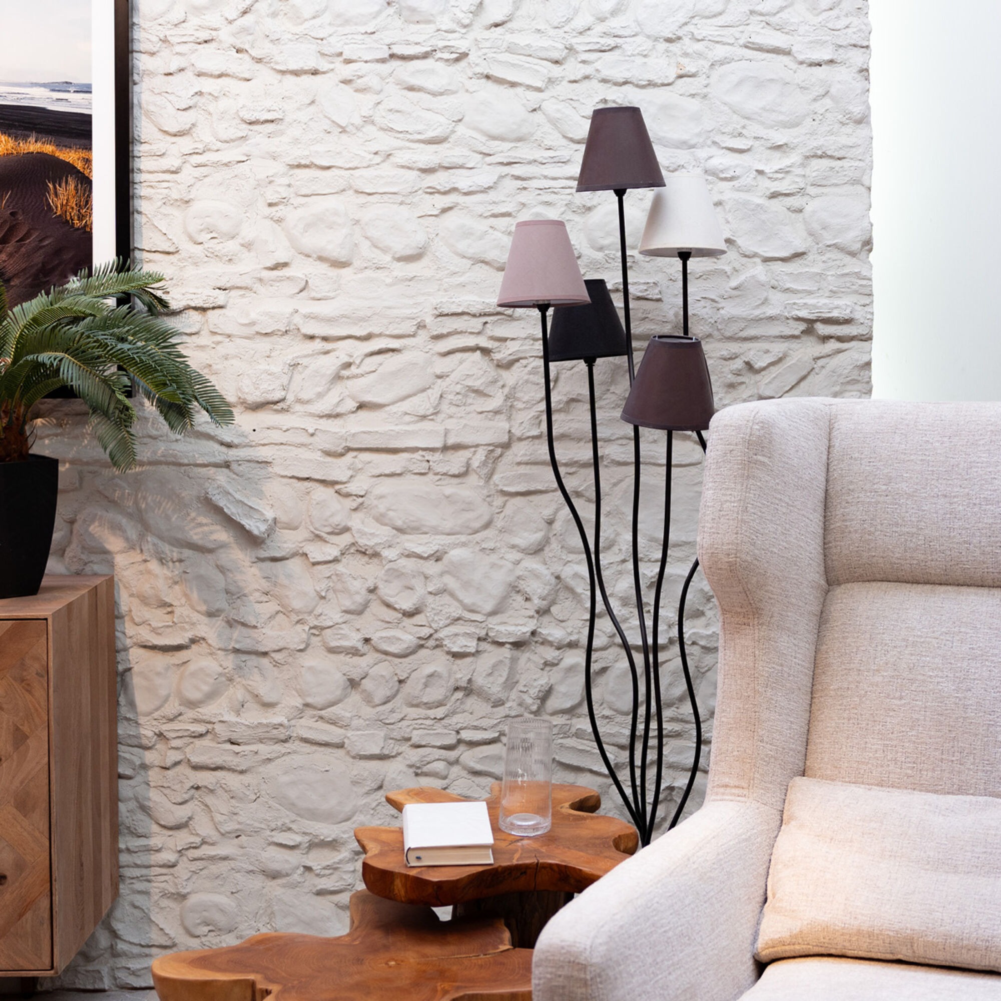 KARE Stehleuchte Schwarz / Mehrfarbig - Flexible Mocca Cinque