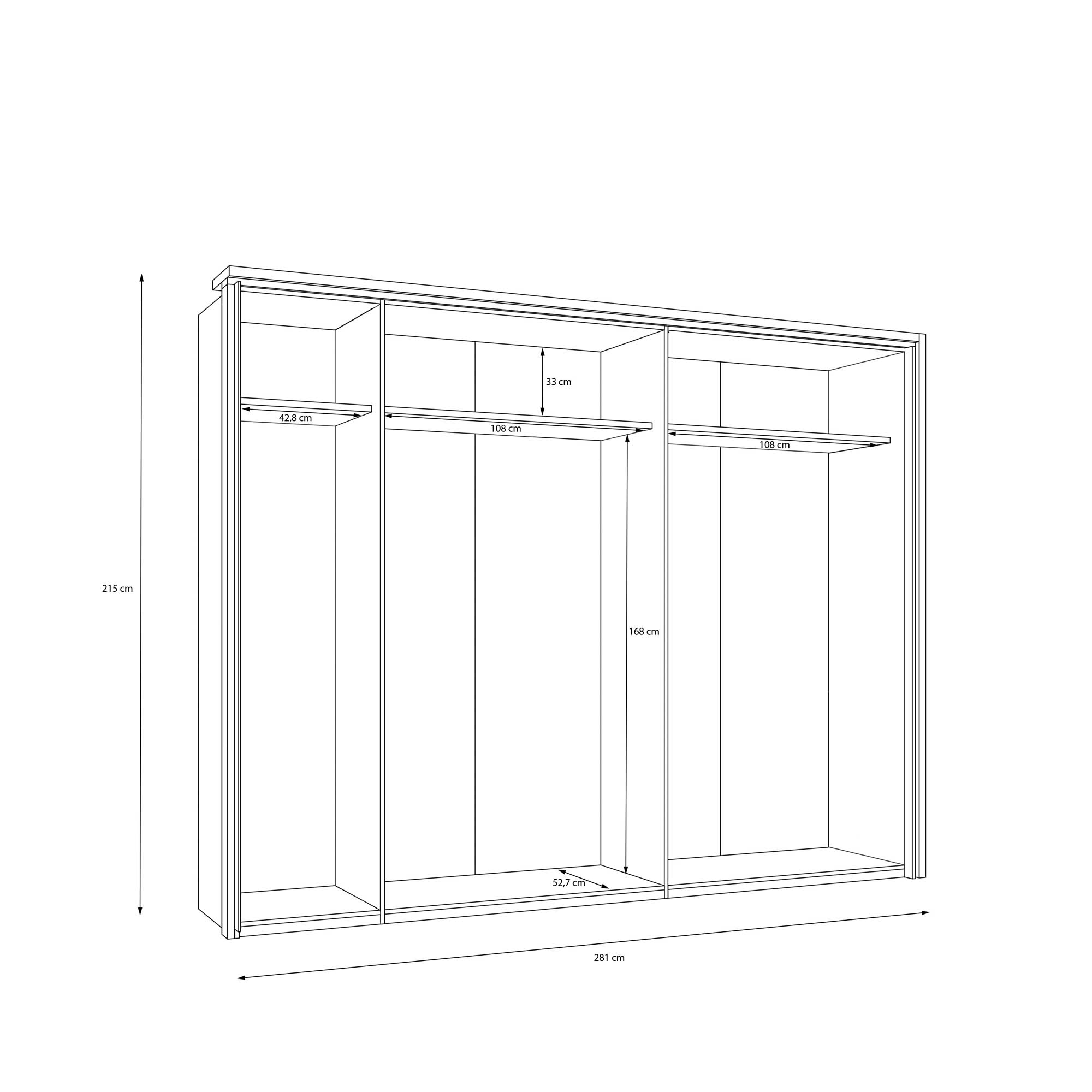 Kleiderschrank Eiche Artisan 2-türig ca. 269,8 x 210,5 x 62,9 cm - Thorvald