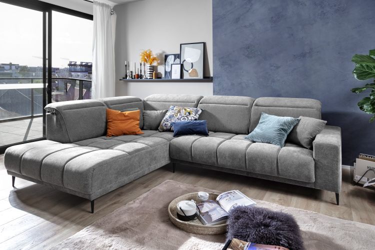 Wohnlandschaft Livorno Umbauecke rechts Stoff grau 317 x 230 cm