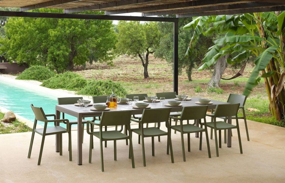 Nardi Tisch Rio 210 - Farbe bianco - weiß, Matt-Effekt, Füße höhenverstellbar, ausziehbar, rutschfest