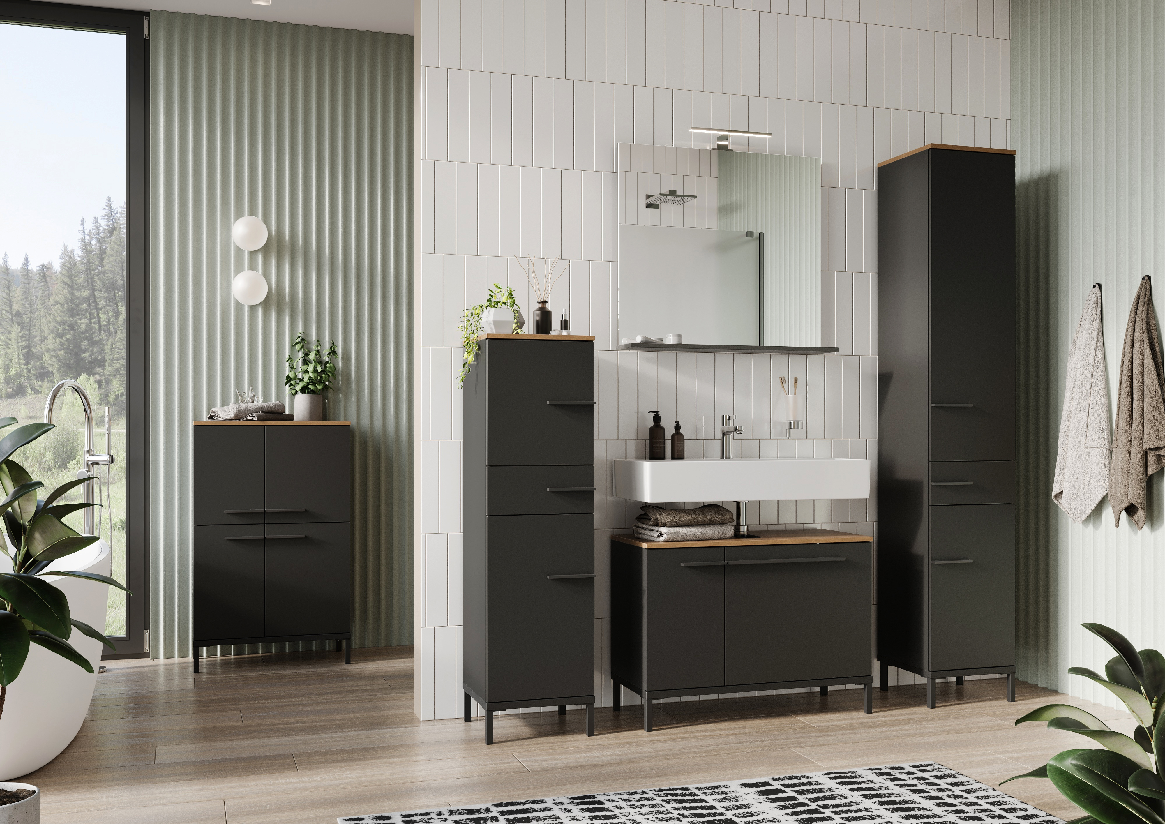 Hochschrank BARCELONA mit 2 Türen und 1 Schubkasten B/H/T ca. 34 x 190 x 34 cm