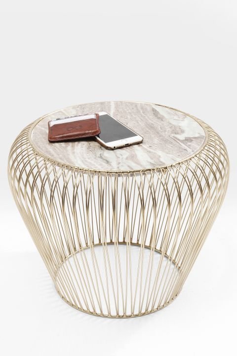 KARE Beistelltisch Beam weiß gold Ø 43 cm