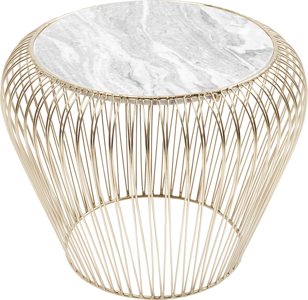Beistelltisch gold - Ø 43 cm - KARE Beam Grau Marmor Brass