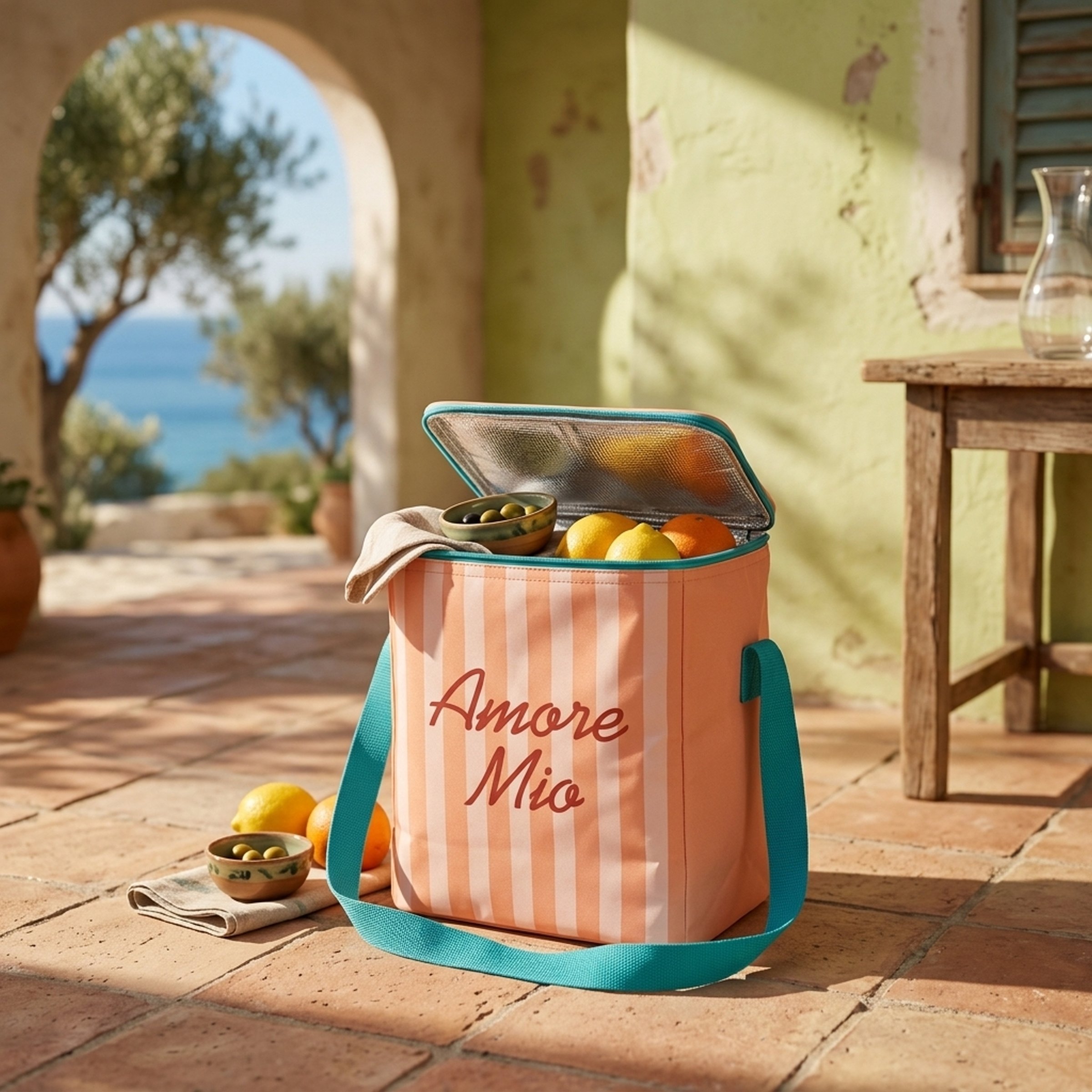 Boltze Kühltasche Amore Mio – Stylische Isoliertasche im mediterranen Sommer‑Design