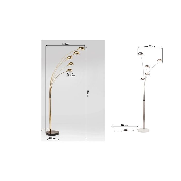 Kare Design Stehleuchte Five Fingers Brass