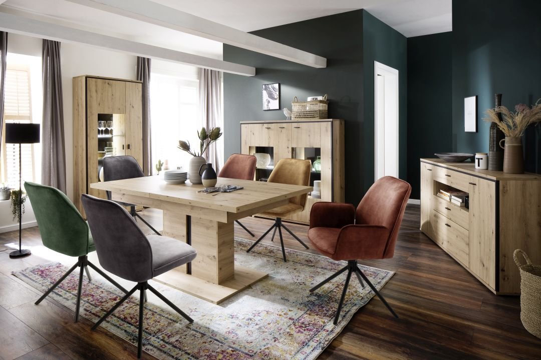 MCA furniture 4 Fuß Stuhl mit Armlehne drehbar Ottawa rostbraun