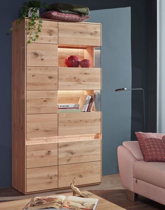 Vitrine Emma Wildeiche geölt 103 x 207 cm