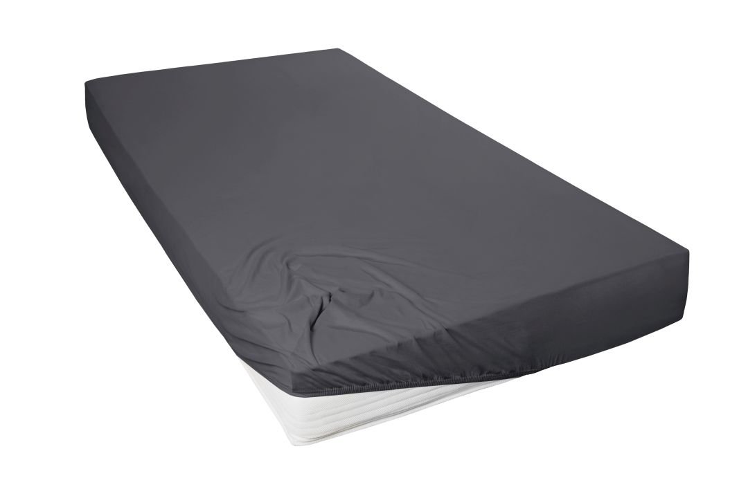 Hahn Haustextilien Mako-Feinjersey-Spannbetttuch anthrazit 190 x 200 cm
