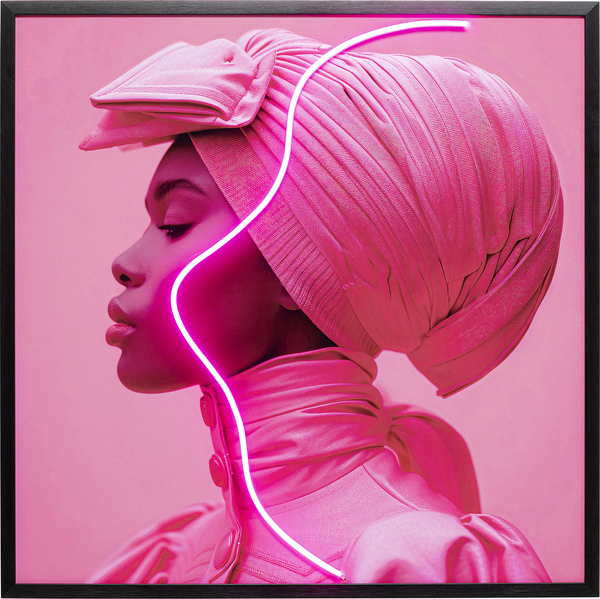 Gerahmtes Bild pink - 80 x 80 cm - KARE Pink Woman LED