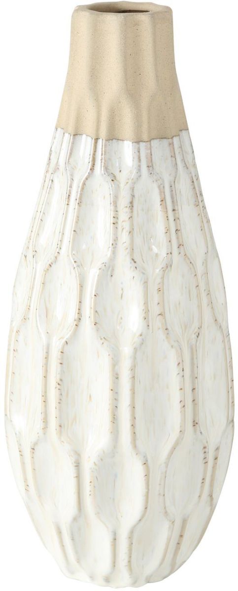 Boltze Vase Malia beigeweiß Steingut 35 cm