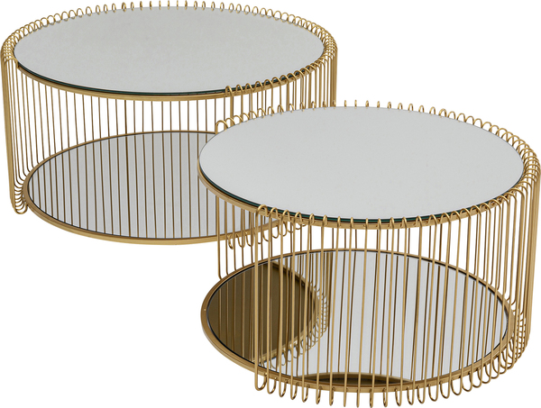 Couchtisch gold - KARE Wire Double Brass (2/Set)