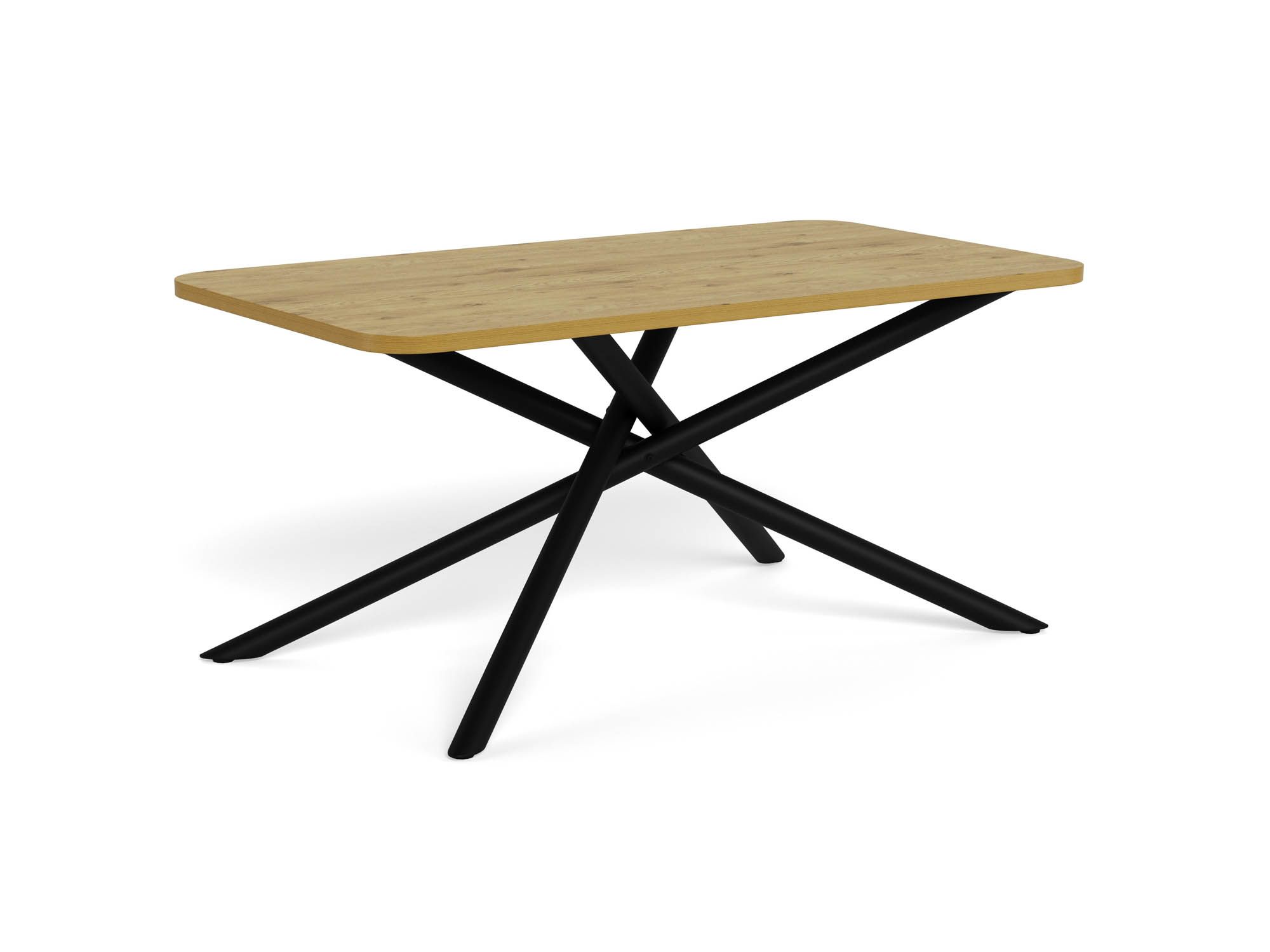 Esstisch Leganes 160 x 90 cm in Wildeiche Optik mit schwarzem Stern-Gestell