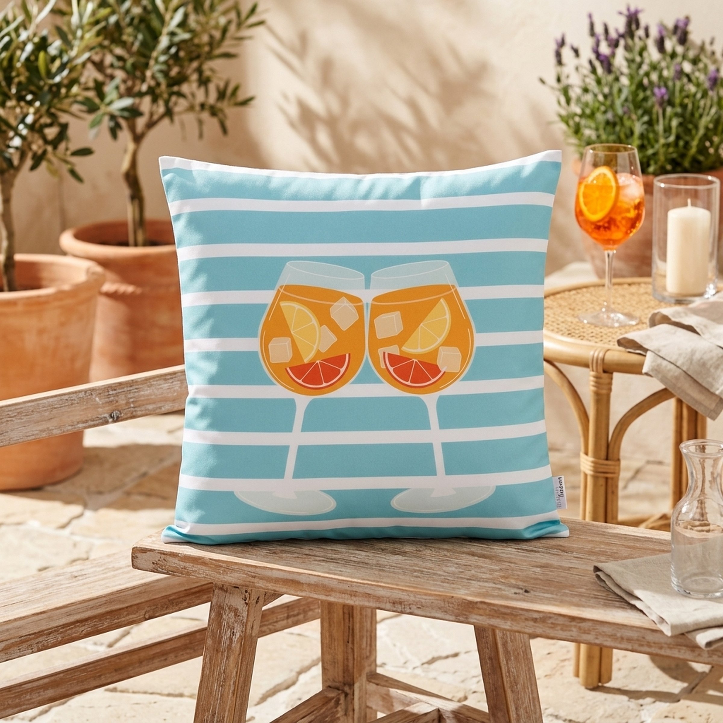 Boltze Kissen Summer Spritz – Dekokissen mit Sommer‑Cocktail‑Motiv