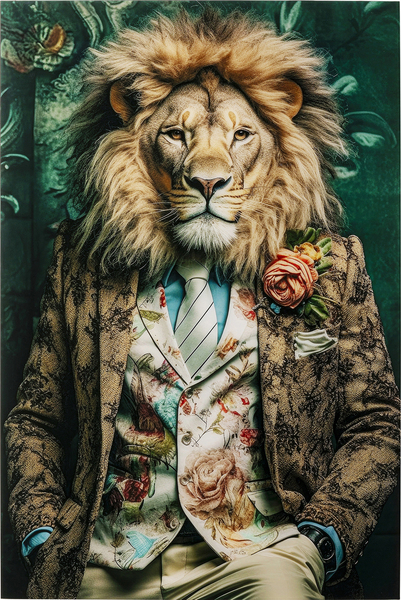 Glasbild mehrfarbig - 150 x 100 cm - KARE Mister Lion
