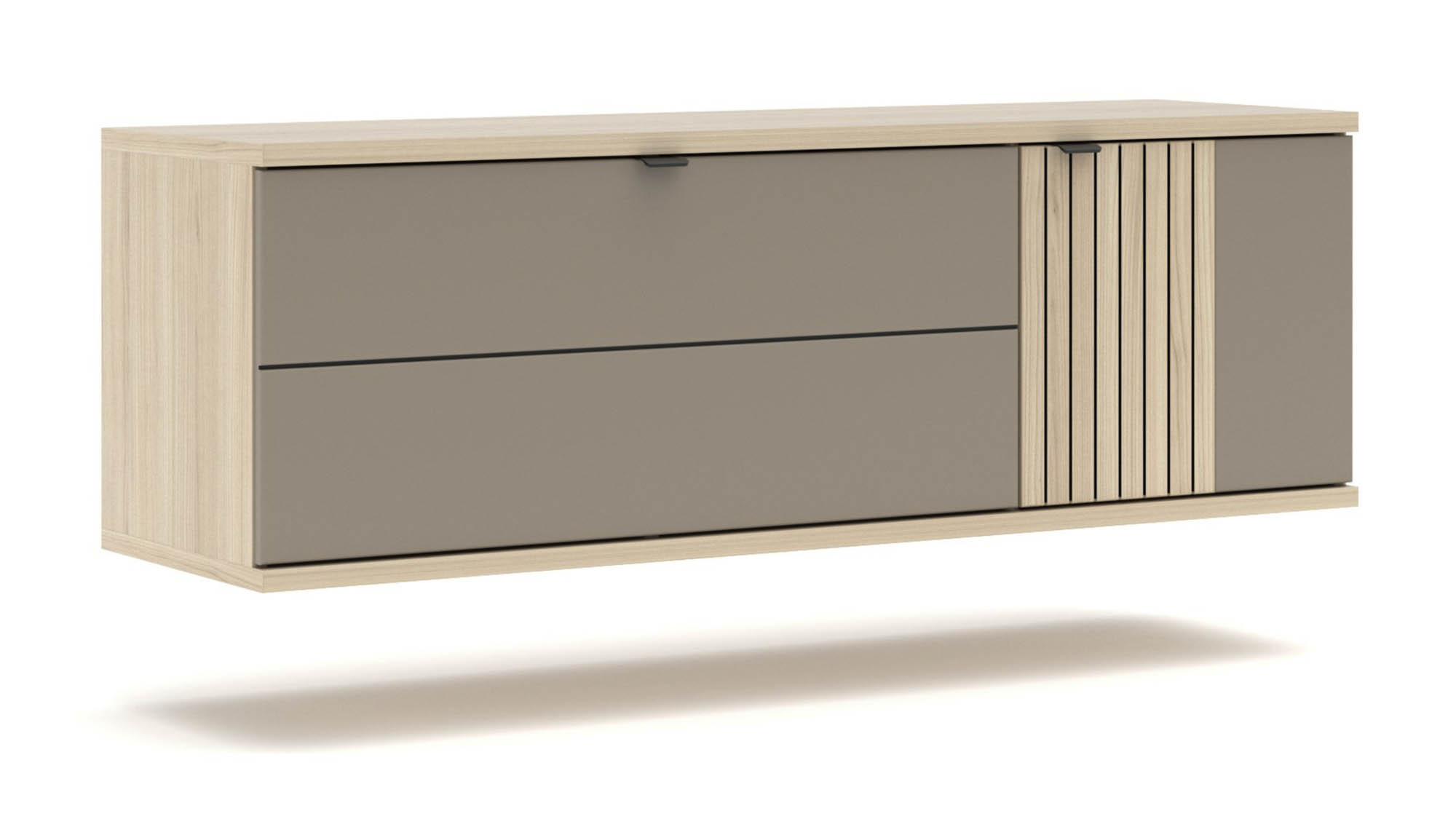 Hänge-Schuhschrank basalt supermatt - Innostyle Piacenza - mit Softclose und Selbsteinzug - mit 1 Klappe und 1 Holztür