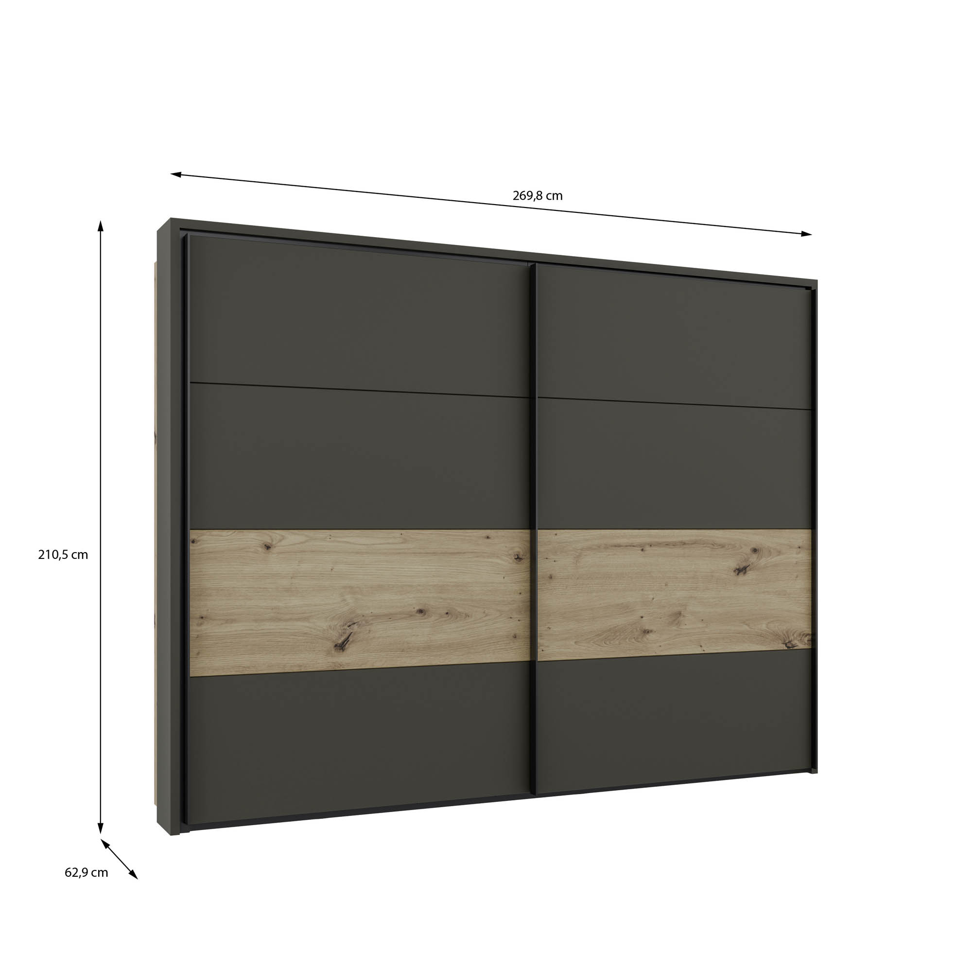 Kleiderschrank Eiche Artisan 2-türig ca. 269,8 x 210,5 x 62,9 cm - Thorvald