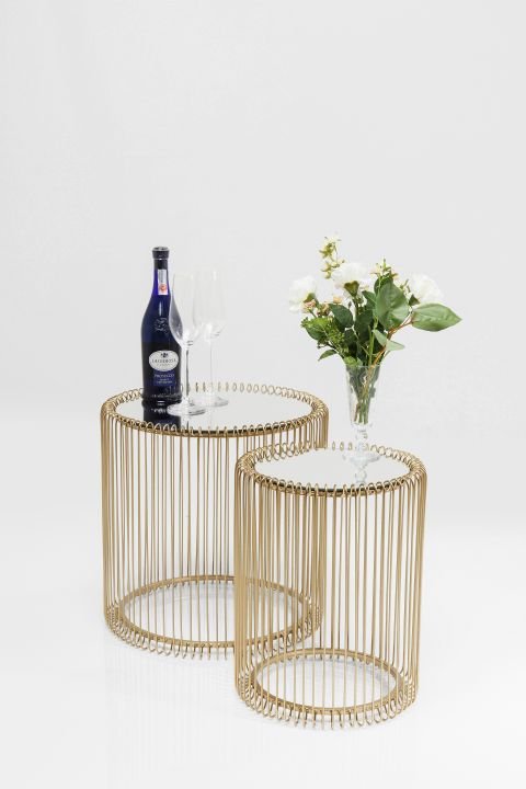 KARE Beistelltisch Wire Messing Messing 46 cm