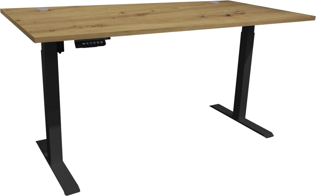 Schreibtisch elektrisch höhenverstellbar Artisan Eiche Metallgestell schwarz - ca. 160 x 74-117 x 77 cm - Bega Consult Bethany