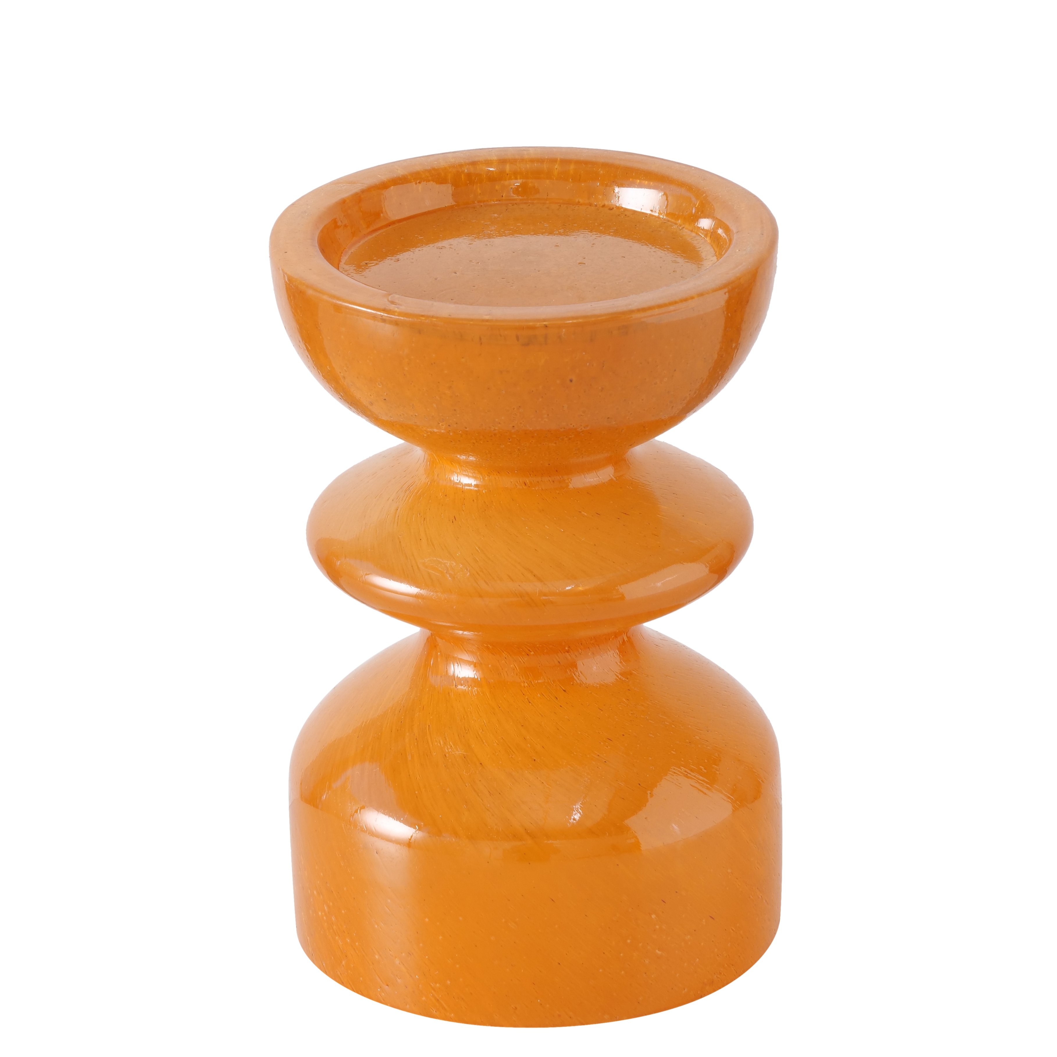 Boltze Kerzenleuchter Peolina – Moderner Glas‑Kerzenhalter in warmem Orange
