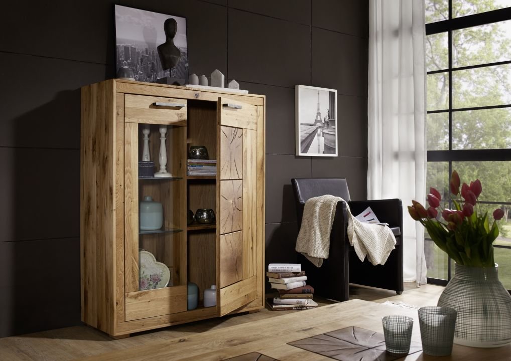 Highboard Woodlane Wildeiche natur geölt 103 x 135 cm