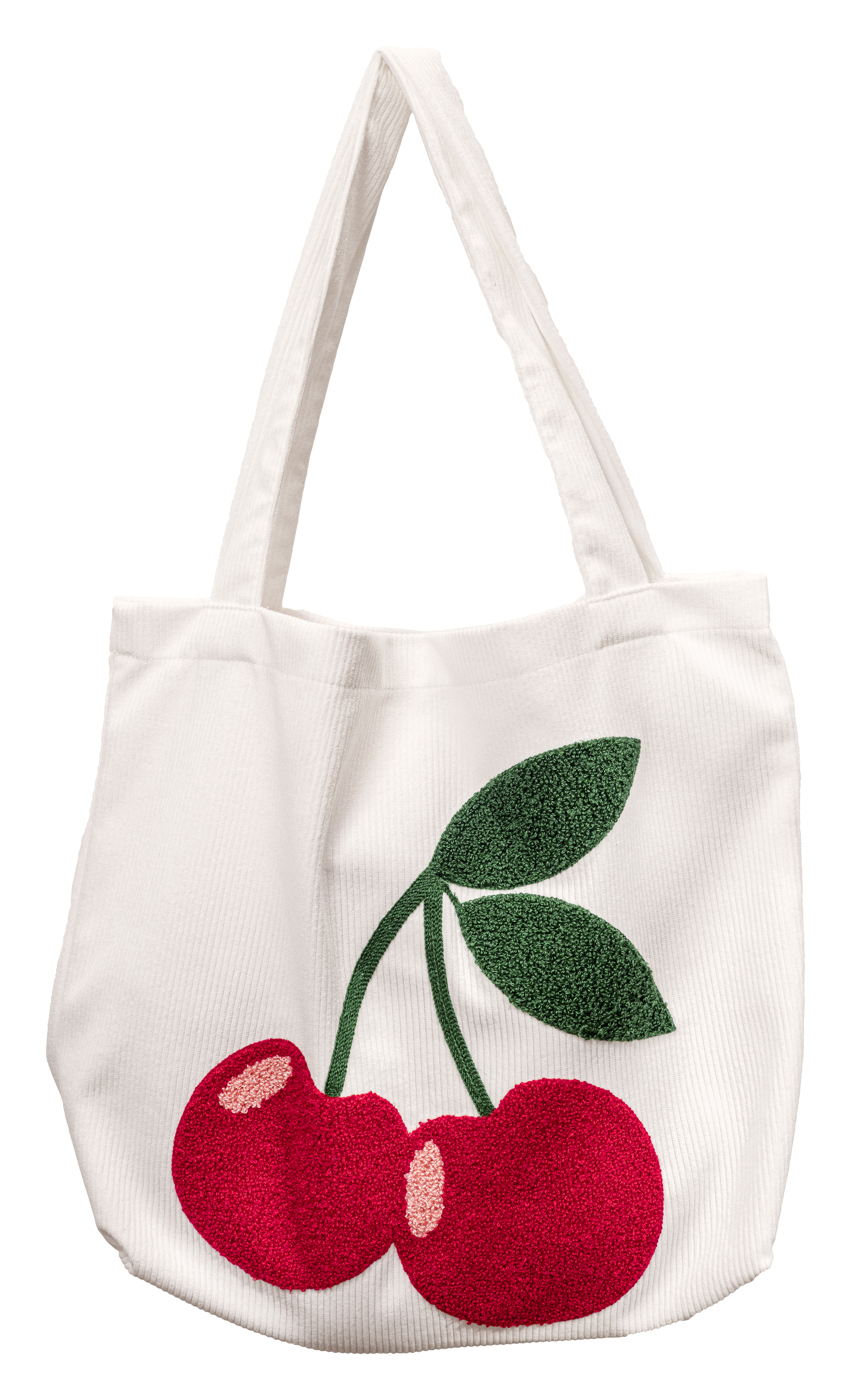 Cord Umhängetasche Pixie  "Cherry“ – Großzügige Schultertasche mit 3D-Tuft-Motiv