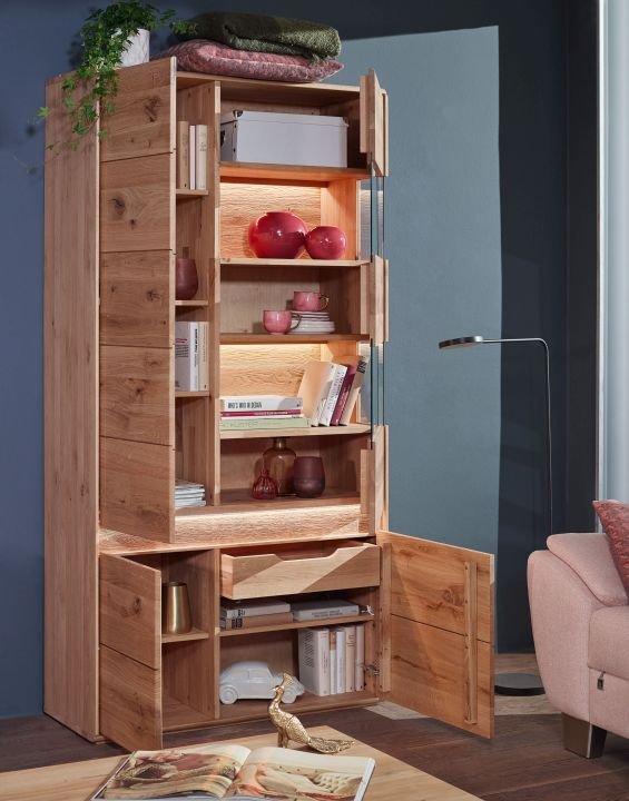 Vitrine Emma Wildeiche geölt 103 x 207 cm