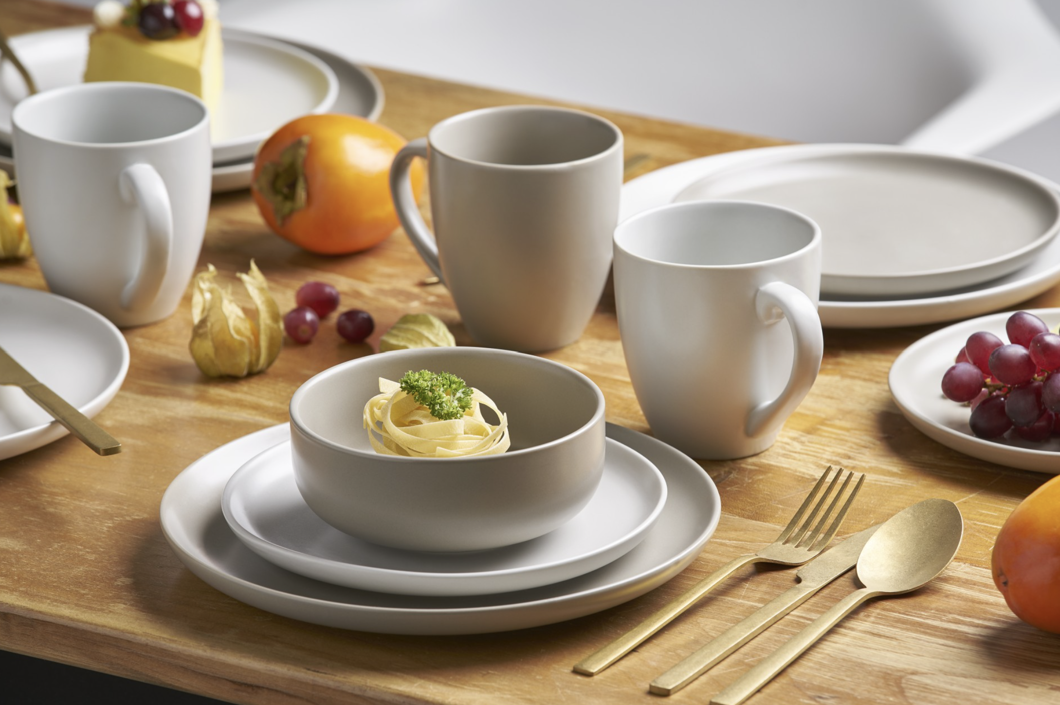 Kombiservice 16teilig für 4 Personen Sand & Taupe - van Well Stockholm