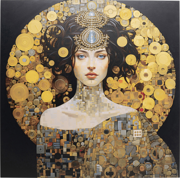 Glasbild mehrfarbig - 3D 80 x 80 cm - KARE Art Nouveau Lady