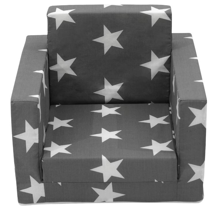 Kindersessel eckig Stern grau - mit ausziehbarer Sitzfläche - Sun Garden Luca