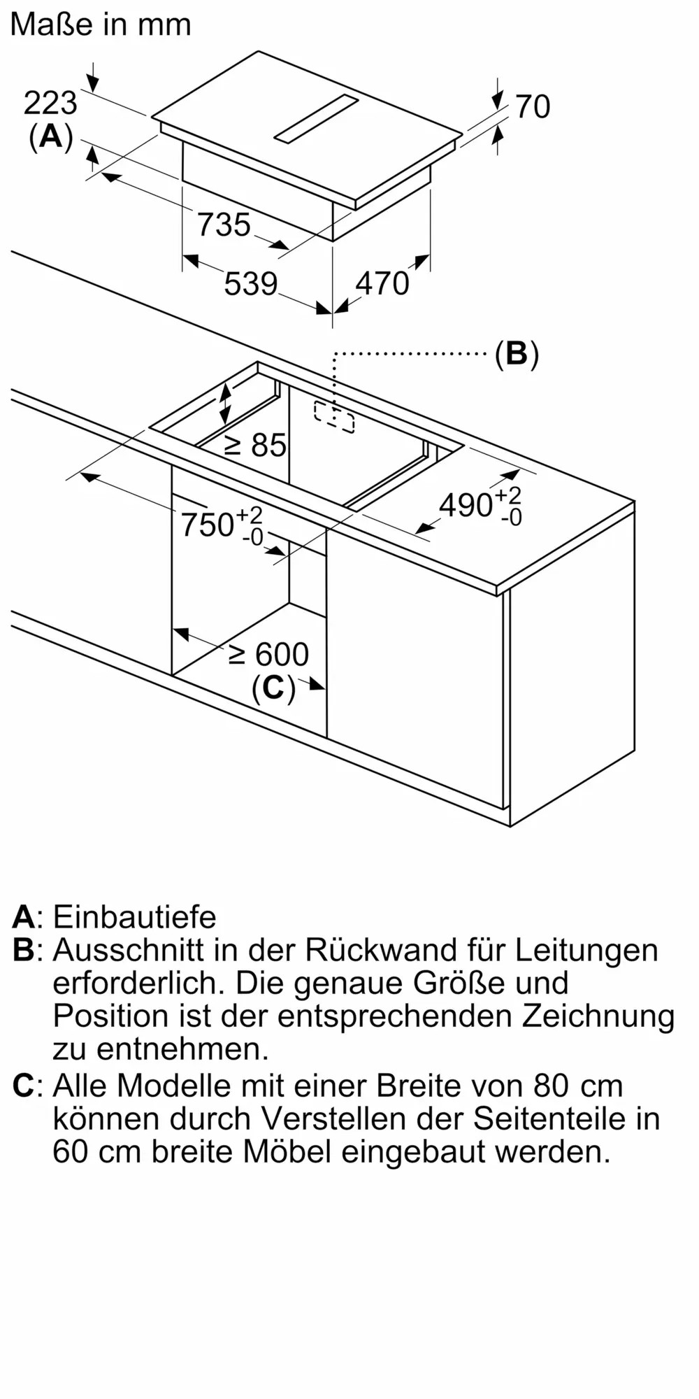 Siemens iQ300 ED87BBS16E – Induktionskochfeld mit integriertem Dunstabzug