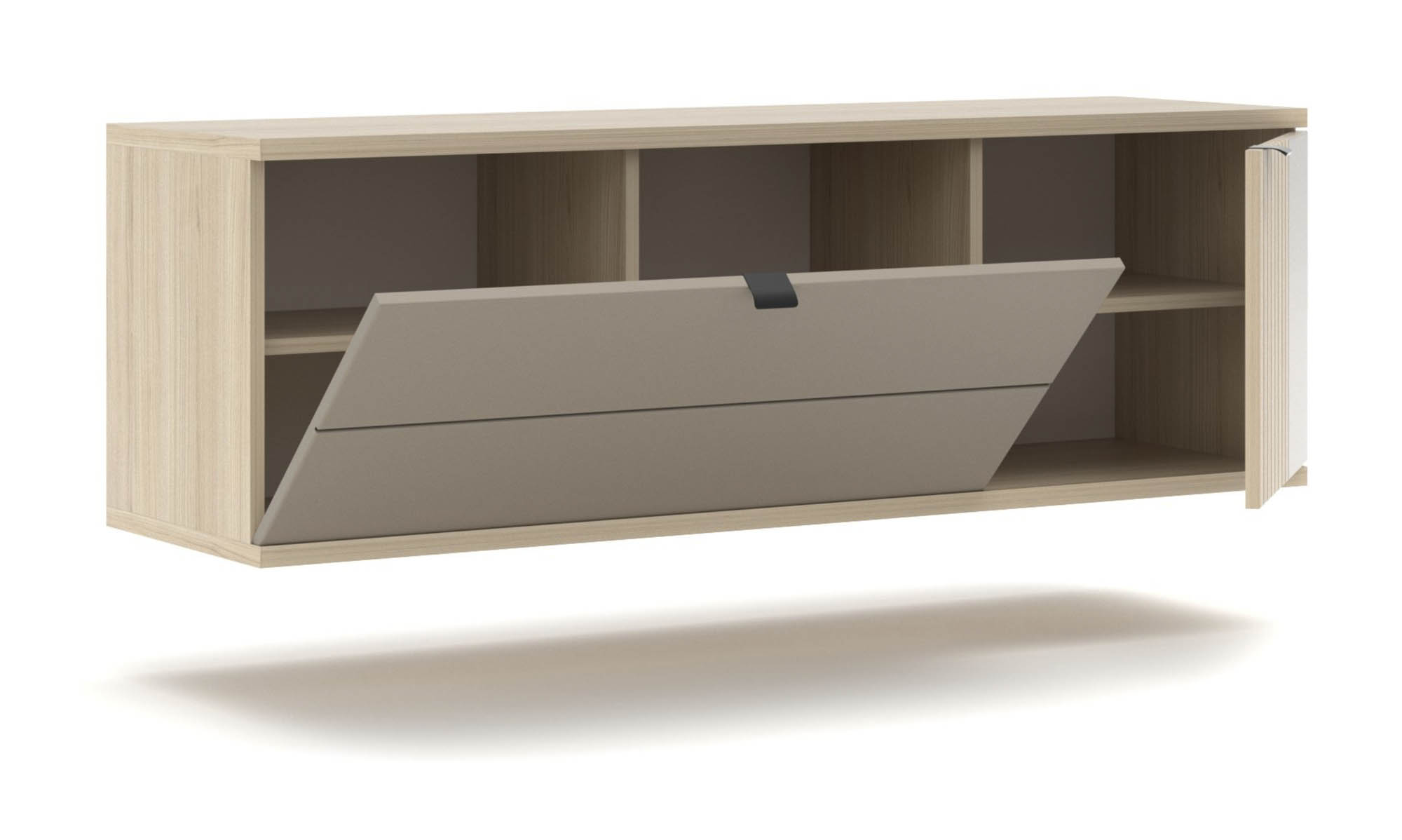 Hänge-Schuhschrank basalt supermatt - Innostyle Piacenza - mit Softclose und Selbsteinzug - mit 1 Klappe und 1 Holztür