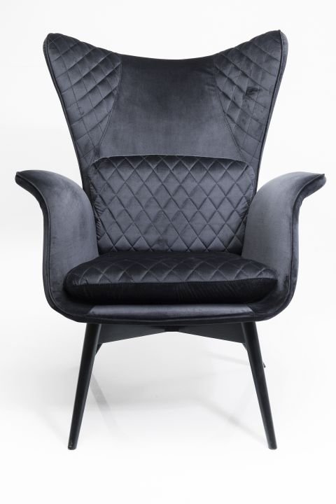 KARE Sessel Tudor Velvet Schwarz Schwarz 100,00cm