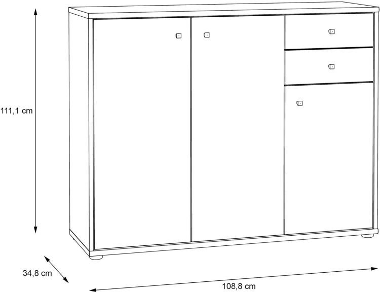 Forte Kommode Tempra 2 Artisan Eiche NB 108,8 x 85,5 cm