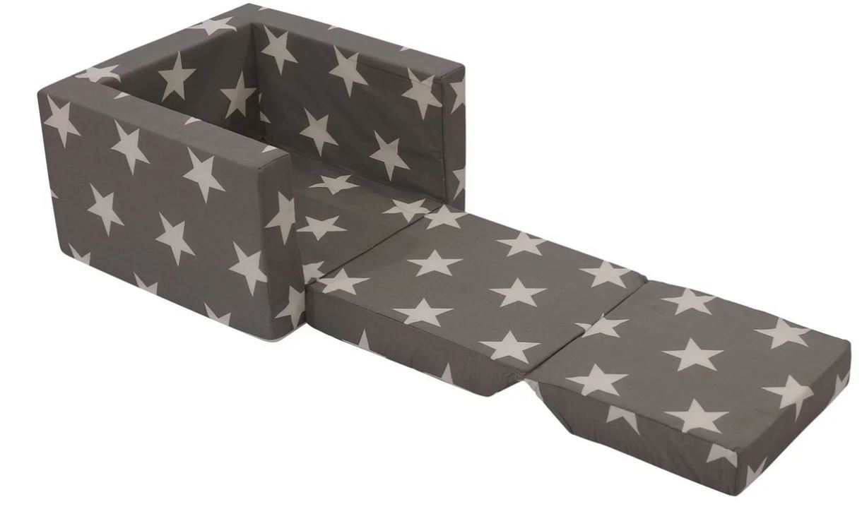 Kindersessel eckig Stern grau - mit ausziehbarer Sitzfläche - Sun Garden Luca