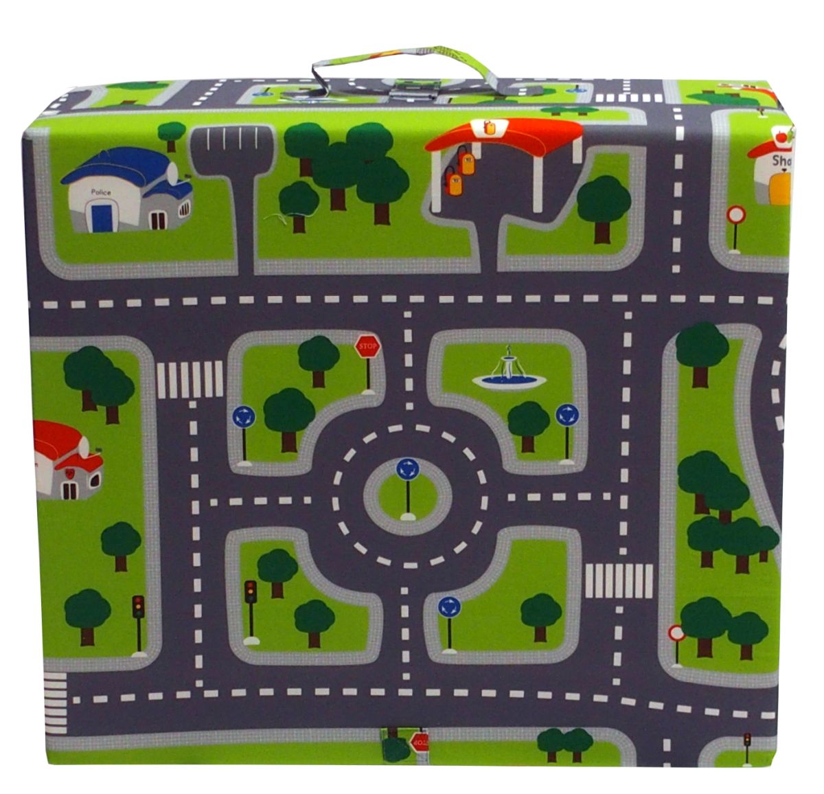 Faltmatratze Spielstraße grün - bedruckte Wendematratze mit Haltegriff aus Oberstoff - Sun Garden Samba