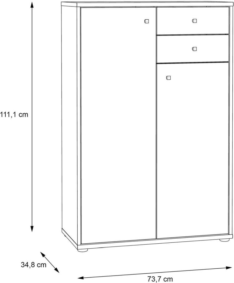 Forte Kommode Tempra 2 Artisan Eiche NB 73,7 x 111,1 cm