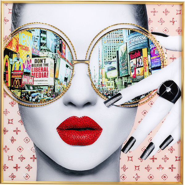 Gerahmtes Bild mehrfarbig - 80 x 80 cm - KARE Times Square View