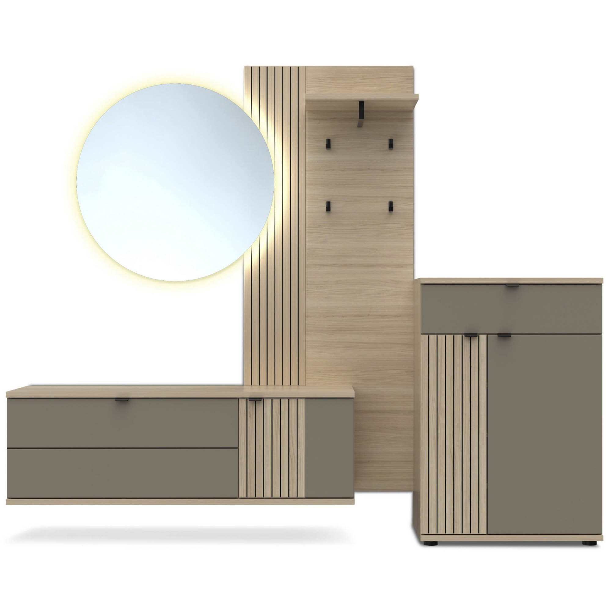 Hänge-Schuhschrank basalt supermatt - Innostyle Piacenza - mit Softclose und Selbsteinzug - mit 1 Klappe und 1 Holztür