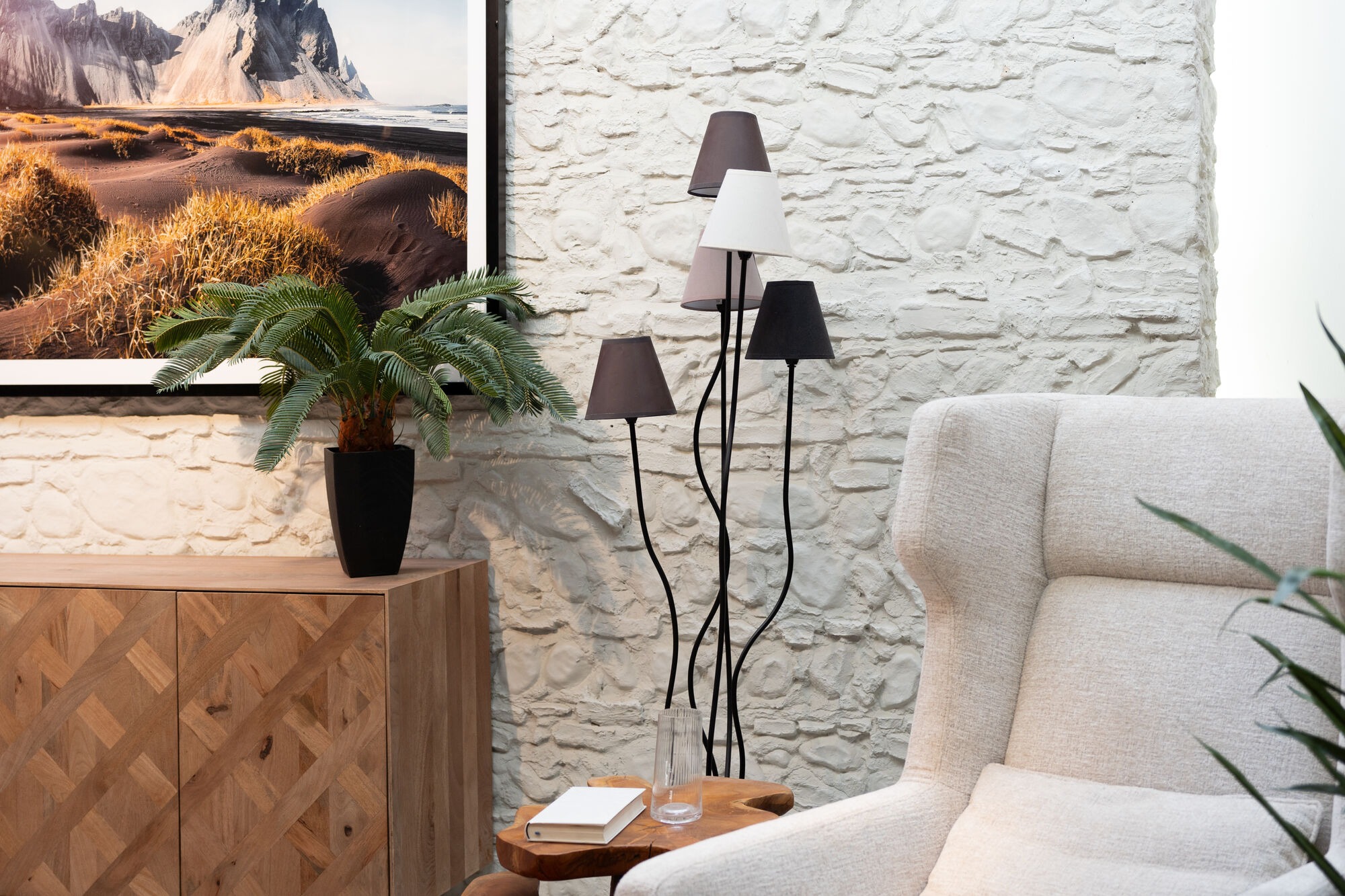 KARE Stehleuchte Schwarz / Mehrfarbig - Flexible Mocca Cinque