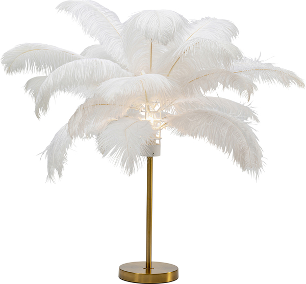 Tischleuchte gold - 60 cm - KARE Feather Palm Weiß