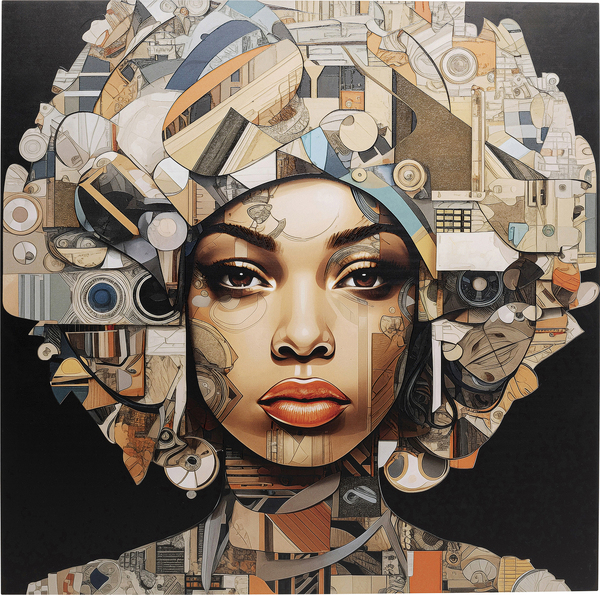 Glasbild mehrfarbig - 80 x 80 cm - KARE 3D Art Geo Woman