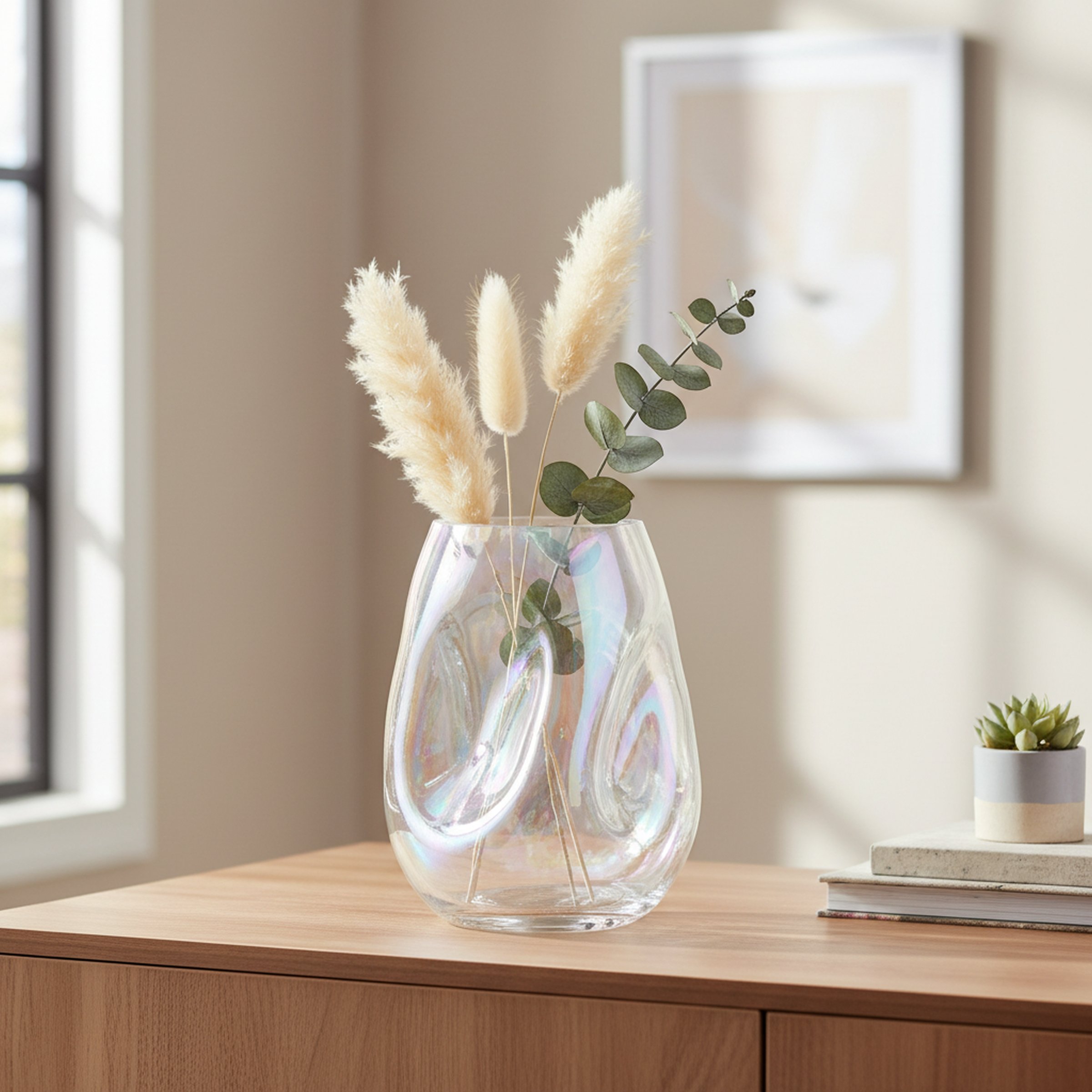 Boltze Glasvase – Moderne Deko‑Vase mit schimmerndem Iris‑Effekt