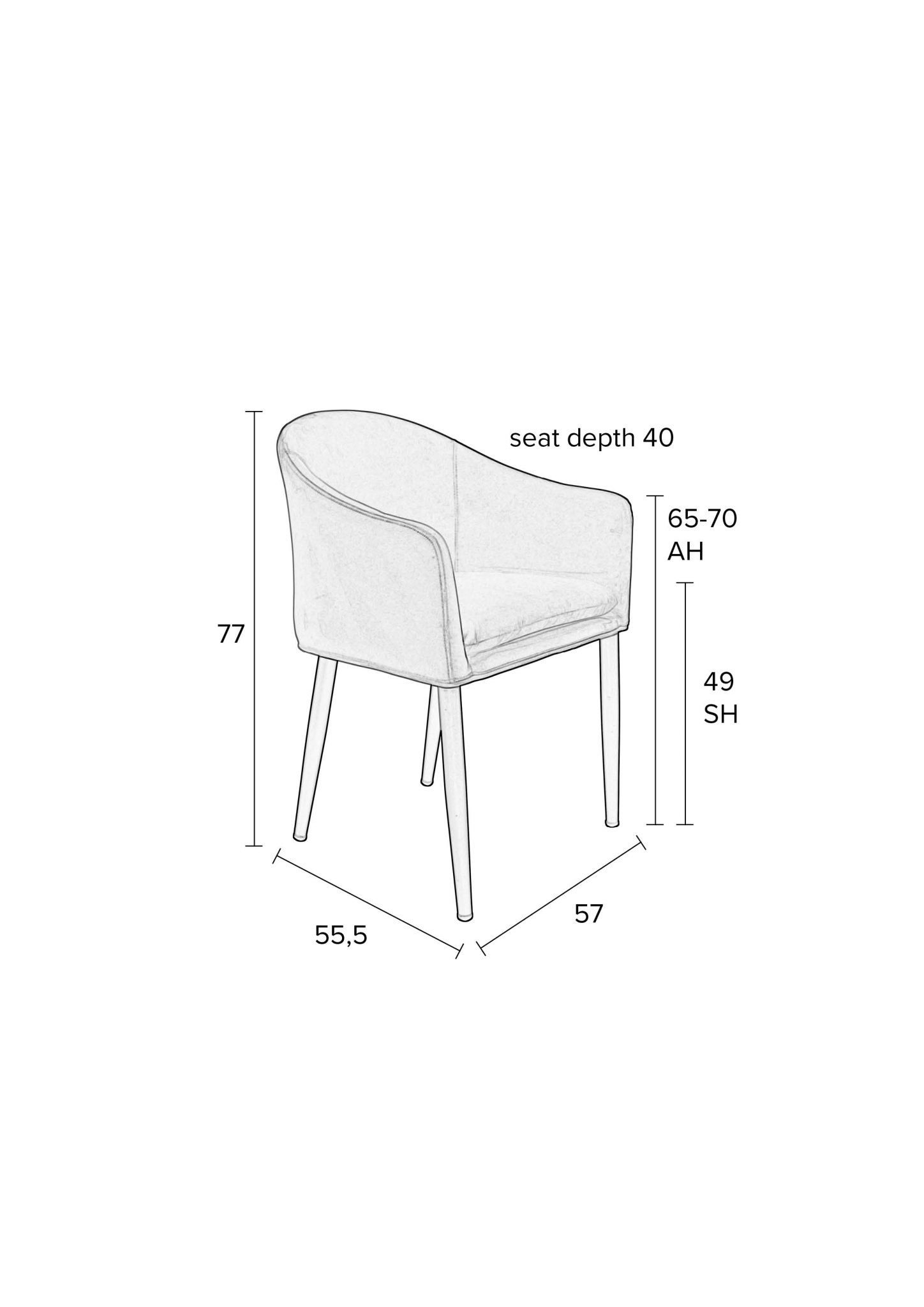 Armlehnenstuhl Catelyn Velvet grau