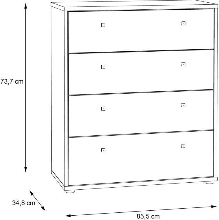 Forte Kommode Tempra 2 weiß 73,7 x 85,5 cm